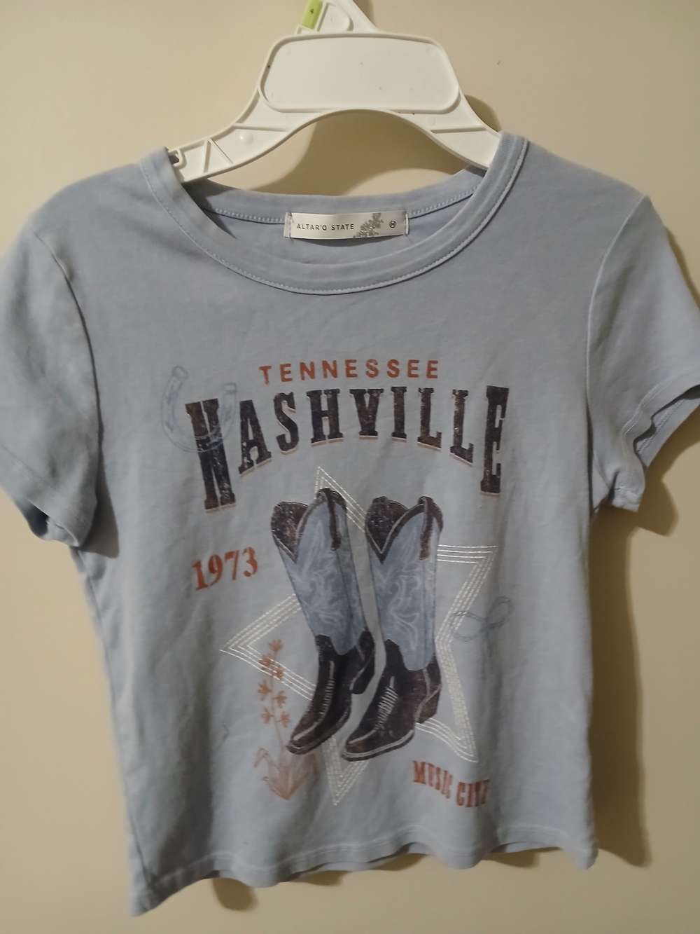 Altar'd State Nashville Graphic Tee - Light Blue woman size medium